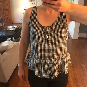 Black and white gingham women’s peplum tank